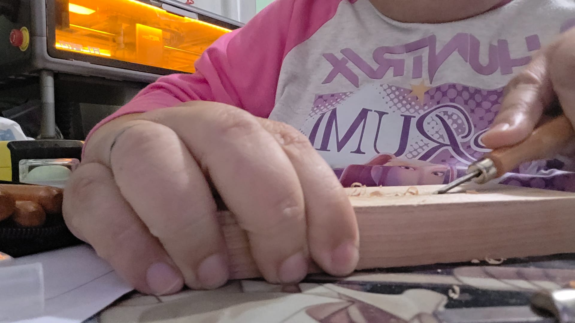 Working on handcrafted wood